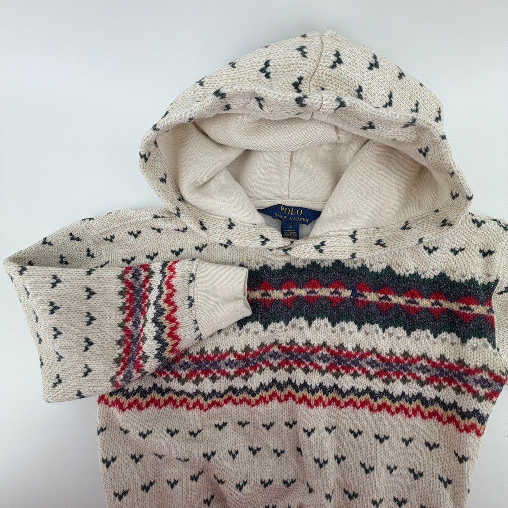 Polo Ralph Lauren Kids Boys Fair Isle Knit Hoodie Sweater Size 5‎